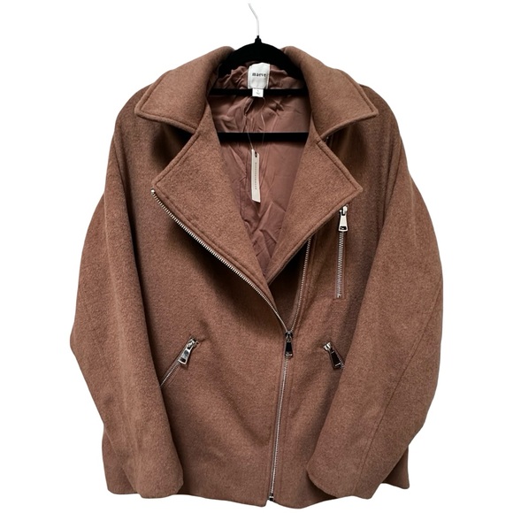 Anthropologie NWT Maeve Longline Moto Wool-Blend Jacket size L. - Picture 5 of 17